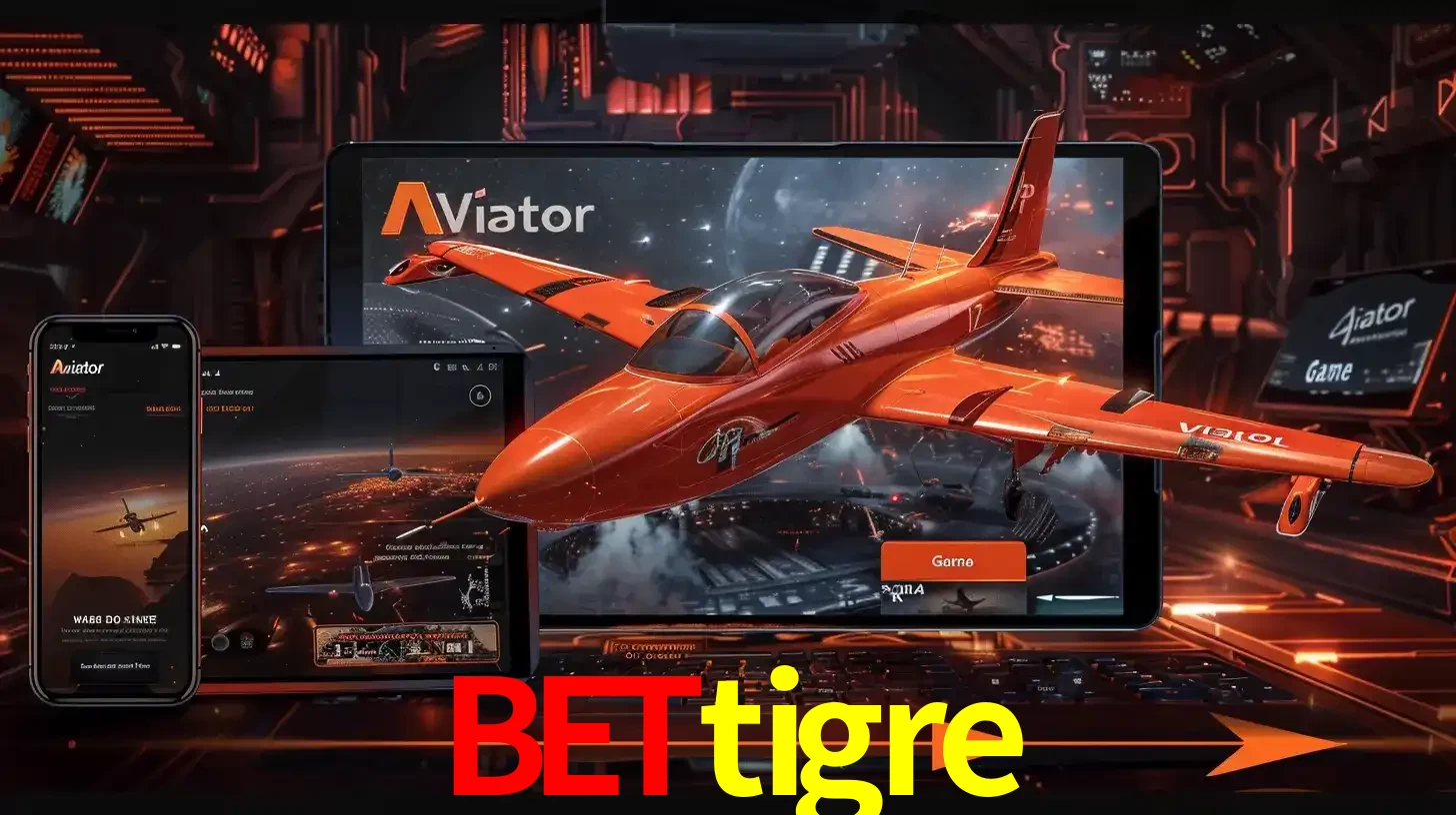 Apresentação tecnológica do jogo Aviator com um avião saindo da tela de um tablet, demonstrando a experiência imersiva em múltiplos dispositivos no bettigre.