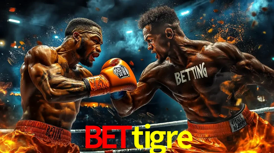 Dois boxeadores em uma luta intensa e explosiva, representando a adrenalina e as oportunidades de apostas em esportes de combate disponíveis na plataforma bettigre.